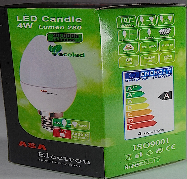 LED ΛΑΜΠΑ Κερί E14 4 Watt ASE/0004/511 - Image 2