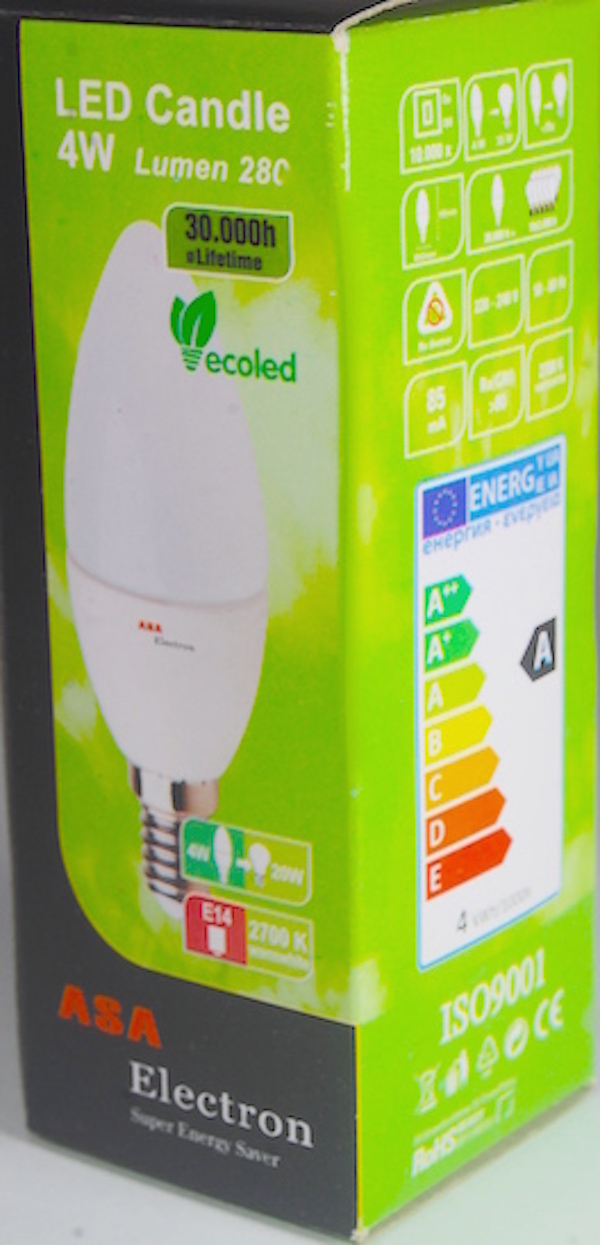 LED ΛΑΜΠΑ ΚΕΡΙ E14 4 WATT ASE/0004/510 4 WATT - Image 2
