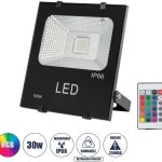 Στεγανός Προβολέας LED 30W RGB με Τηλεχειριστήριο IP66