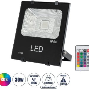 Στεγανός Προβολέας LED 30W RGB με Τηλεχειριστήριο IP66