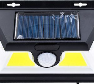 SOLAPL/OOO/O1 Ηλιακό Φωτιστικό Επιτοίχιας Τοποθέτησης IP64 με Ανιχνευτή Κίνησης και Ψυχρό Λευκό Φως σε Μαύρο Χρώμα